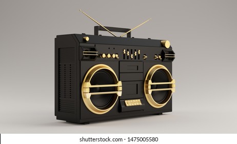 Black And Gold Boombox  3d Illustration 3d Render