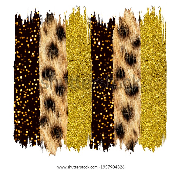 Download Black Gold Brush Strokes Sublimation Tiger Stock Illustration 1957904326