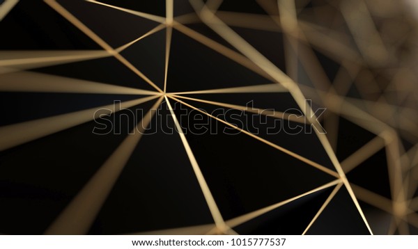 Schwarz Gold Konzept Polygonaler Hintergrund 3d Illustration Stockillustration