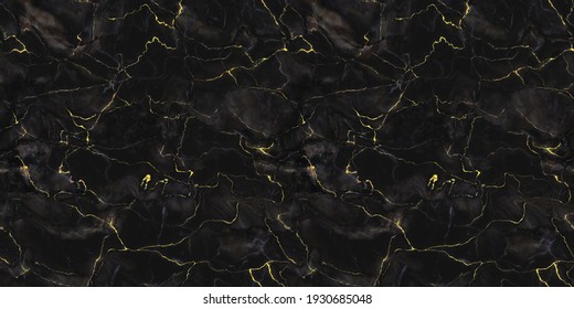 Black And Gold Marble Patterned Texture Or Background. Natural Stone. Seamless
