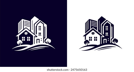 Black and Gold Real Estate Logo Image on White Background. Flat Vector Logo Design Template Element for Construction Architecture Building Logos - Powered by Shutterstock