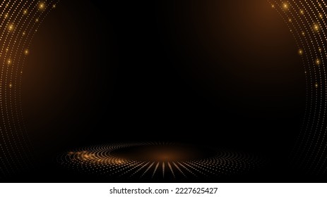 Black Golden Stage Platform Corner Curve Award Background. Blank Space  Luxury Background. Modern Abstract Design Template. LED Visual Motion Graphics. Wedding Invitation Poster. Certificate Design. - Powered by Shutterstock