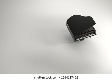 Black Grand Piano On The Stage Of Concert Hall, 3D Rendering