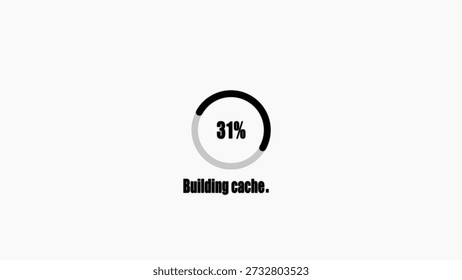 Black and gray circular progress bar with 31 percent and buildin