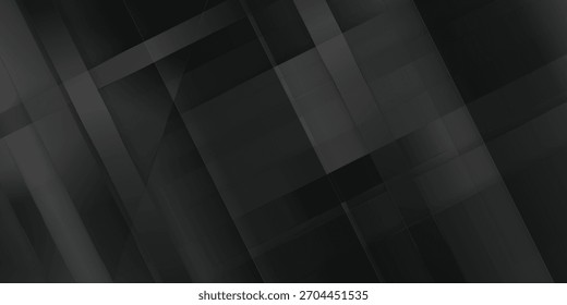 Black and gray polygon square pattern with geometric lines, minimalist background in black tones with luxury geometric stripes, dark black Geometric banner design for design.