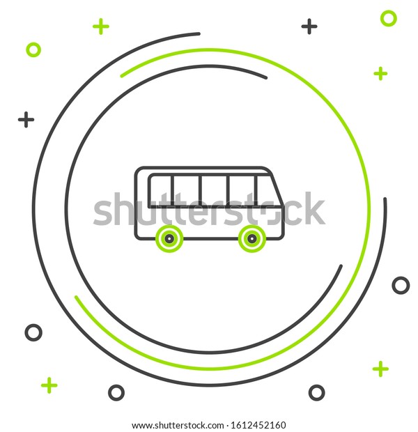 Black and\
green line Bus icon isolated on white background. Transportation\
concept. Bus tour transport sign. Tourism or public vehicle symbol.\
Colorful outline concept.\
