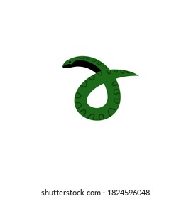 black green snake wrapped in a loop on a white background