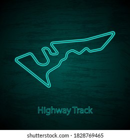 Black Grunge Background With Neon Race Track And Text