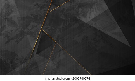 Black grunge corporate background and golden lines