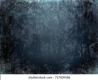 Black Grunge Wall Texture. Rough Scratched Background. Old Dirty Template. Dark Prison Empty Space. Thriller Distressed Illustration. Horror Basement Backdrop. 