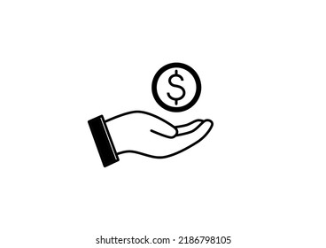 Black Hand Coin Icon On White Background Business Ideas And Investment Finance