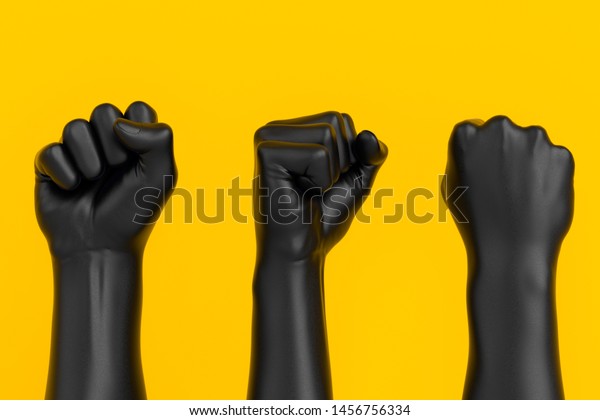 黒手拳セット 人権 抗議 対立 勝者コンセプ 3dイラスト のイラスト素材