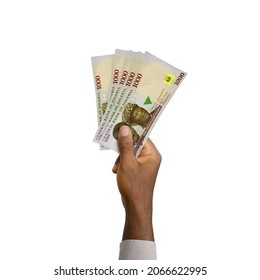 Black Hand Holding 3D Rendered Nigerian Naira Notes