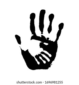 Black Hand Print Isolated White Background