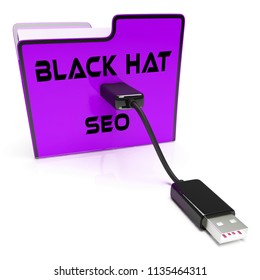 Black Hat Seo Website Optimization 3d Rendering Shows Search Engine Marketing Such As Linkbuilding Keywords Ranking And Promotion
