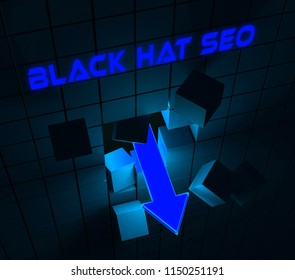 Black Hat Seo Website Optimization 3d Rendering Shows Search Engine Marketing Such As Linkbuilding Keywords Ranking And Promotion