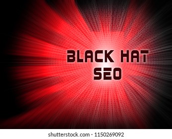 Black Hat Seo Website Optimization 3d Illustration Shows Search Engine Marketing Such As Linkbuilding Keywords Ranking And Promotion