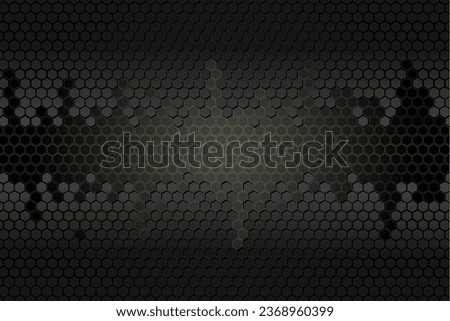 Black hexagonal grid abstract background and yellow lines. gradient background.