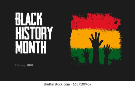 Black History Month To Remember Important People And Events Of The African Diaspora Banner Template. African-American History Month Celebration Of Contribution Of Black People To World Culture.