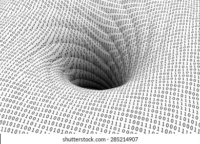 black hole in a binary code 3D illustration