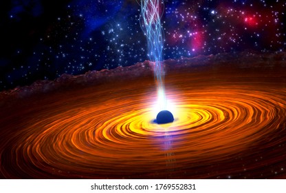 Black hole created after an supernova and astrophysical jet - 3d illustration