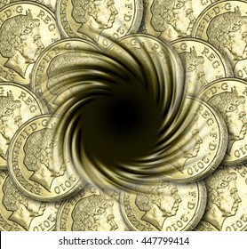 A Black Hole Into Which UK One Pound Coins Are Falling 