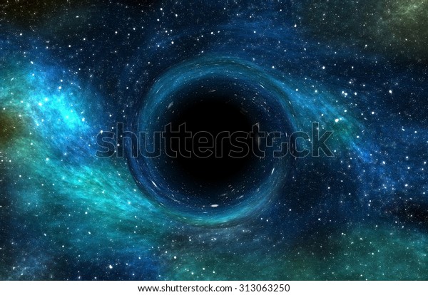 Black hole over star\
field in outer\
space
