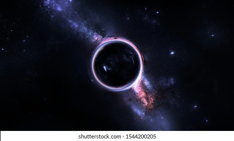 Black Hole Realistic Illustration. 8k Resolution Space Wallpaper.