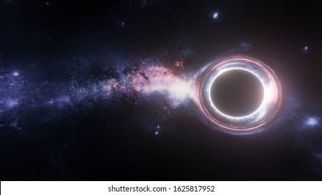 Black Hole Ring Realistic Illustration. 8k Resolution Space Wallpaper.