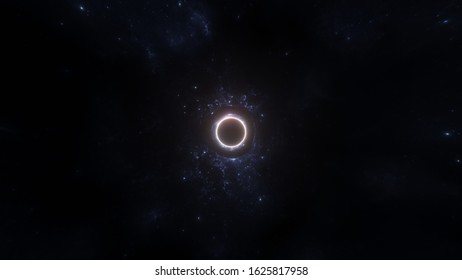 Black Hole Ring Realistic Illustration. 8k Resolution Space Wallpaper.