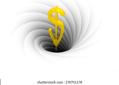 A Black Hole Sucks In Money 3d Illustration