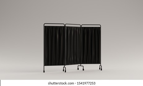 Black Hospital Privacy Folding Screen 3d Illustration 3d Render