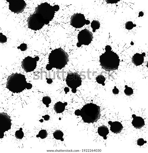 Black ink circle blobs drops illustration.\
Dynamic grunge liquid trendy dirty brush splash blots for design,\
backgrounds,\
wallpaper.