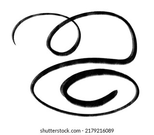 black ink line swirl loop doodle freehand sketch drawing shape form abstrat element art