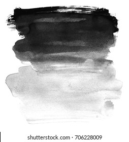 Black Ink On White Background. Watercolor Brush. Elements For Design. Abstraction.