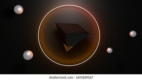 Black Inverted Pyramid Concept. 3D Illustration Render