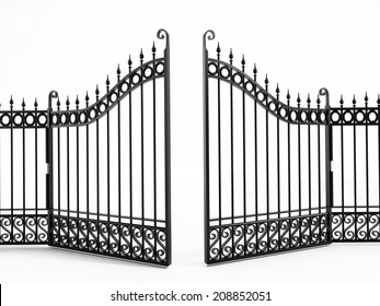 Black Iron Gate Isolated On White