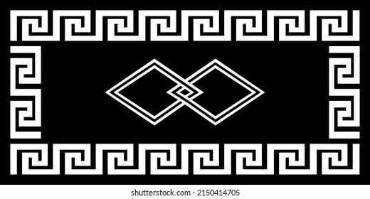 Black Lacquer Design.White Line Pattern Border And Center Design