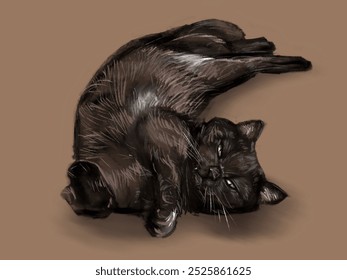 Black lazy cat lay dawn and relax - Powered by Shutterstock