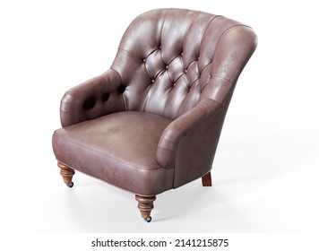 Black Leather Armchair 3d Render