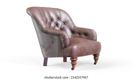 Black Leather Armchair 3d Render