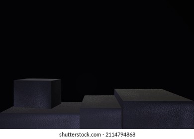 Black Leather Square Platform Podium Stage For Stage Product Product 3d Illustration