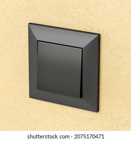 Black light switch on the wall, 3D illustration
