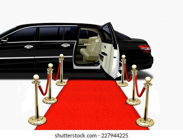 Black Limo On Red Carpet Arrival