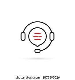 black lineart hotline simple icon. flat stroke webinar logotype graphic art design isolated on white background. concept of headphone with microphone like mobile adviser and operator or dispatcher - Powered by Shutterstock