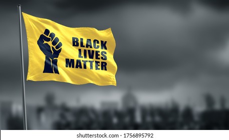 Black Lives Matter BLM Flag Banner Poster Background Concept Image. 3d Illustration