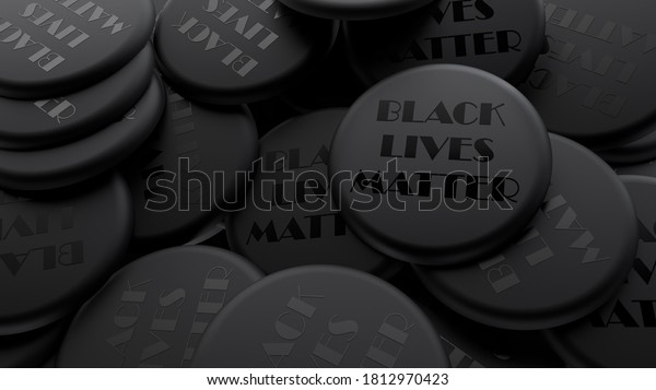 Black lives matter pin badges matte finish\
Black glossy letters 3d\
Rendering