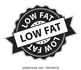 Black Low Fat Stamp, Label, Sticker, Icon Or Badge Isolated On White Background 