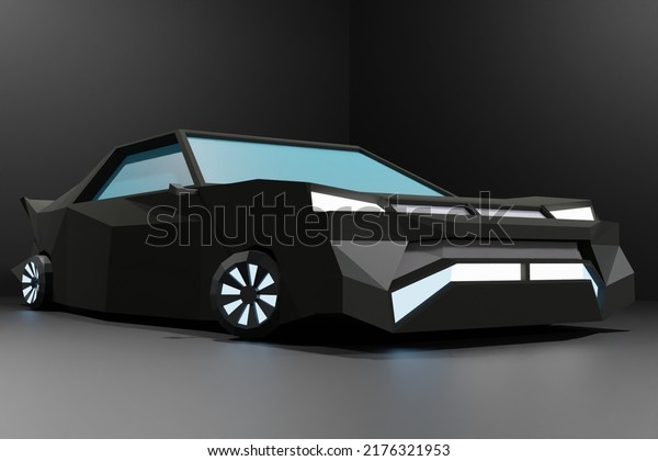Black low poly car made in blender\
software.\
Look nice to set as Desktop wallpaper on yout\
pc\
