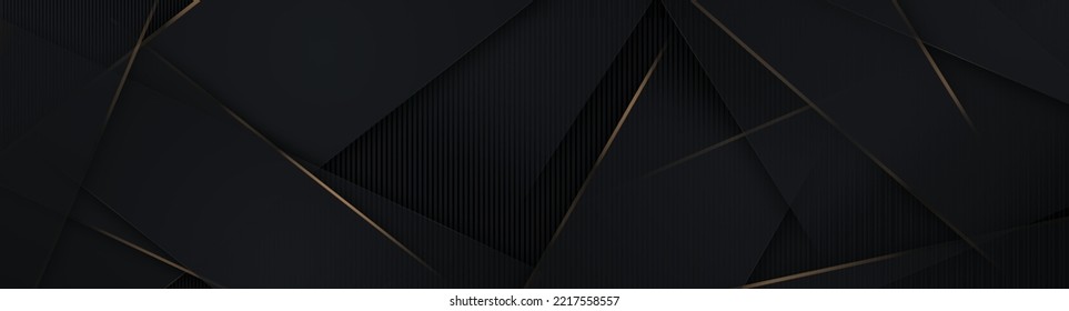 Black luxury background and golden diagonal stripes  Dark elegant dynamic abstract BG  Trendy geometric grey gradient  Universal minimal 3d sale modern backdrop  Glassmorphism deluxe lines template